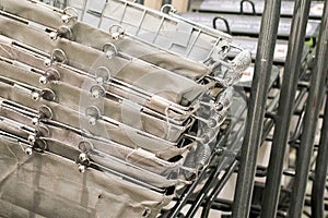 Small shopping baskets stacked together