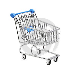 small shopping cart on the white background