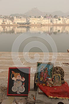 A small shrine at the ghats photo