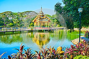 Small shrine on the lake, Theingottara park, Yangon, Myanmar