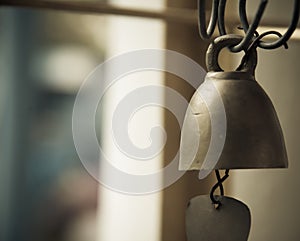 Small Siam Bell in Buddhism temple closeup