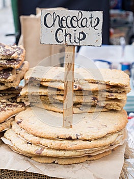Small Signage on Piled Chocolate Chips