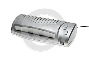 Small silver desktop laminator