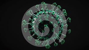 small single floating green virus concept image in bla ai generated