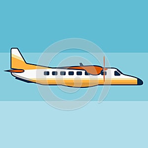 Small sized passenger airplane flat vector illustration