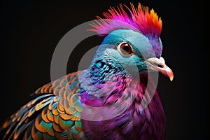 Small-sized Pigeon bird colorful. Generate Ai photo