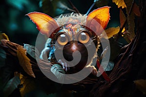 Small-sized Spectral tarsier animal. Generate Ai photo