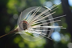 small snail on a dry blade of grass