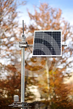 Small solar cell panel. Solar power is the conversion of energy from sunlight into electricity. It is ecological energy