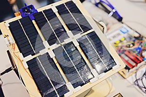 small solar panel. Green energy concept close-up.