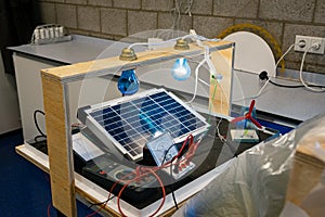 Small solar panel in science class