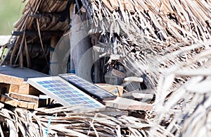 Small solar panels on a large roof in Madagascar