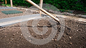 Small spade for hoeing plants in the garden