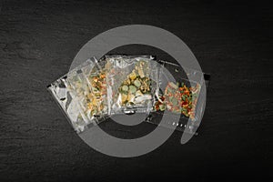 Small Spice Pouch, Dried Vegetables and Herbs Mix in Plastic Bag, Dry Peas, Greens, Dehydrated Food