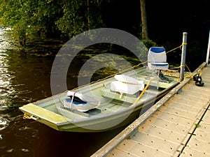 Small Sport Fishing Boat in Lake