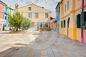 Small square in burano island, Venice, Italy