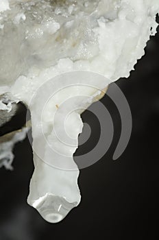 Small stalactite with water drop