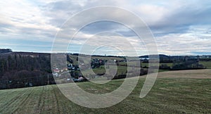 Small Stare Techanovice village near Vitkov town with hilly surounding in Czech republic photo