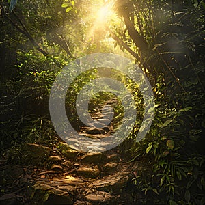 small steps path through a forest