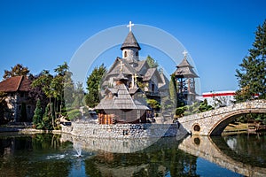 Small stone church in ethno village Stanisici near the Bijeljina