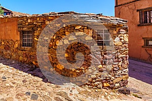 Small stone house in old town in Spain. Madriguera Segovia. Europe photo