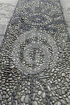 Small stone mosaic pavement in entrance to the  Harem