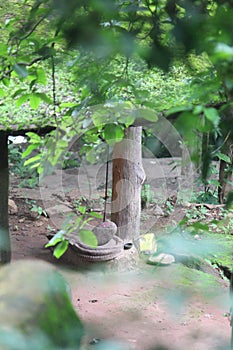 A Small Stone under the hut of Tirathgarh waterfall depicting Lord Shiva Shivlinga