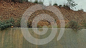 small stones wall alongside road photo
