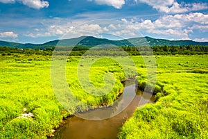 Small stream and distant mountains at Canaan Valley State Park,