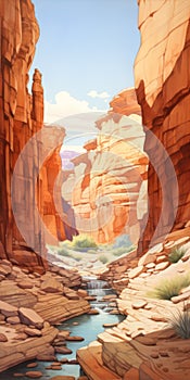 Cartoony Desert Canyon Painting Inspired By Dalhart Windberg photo