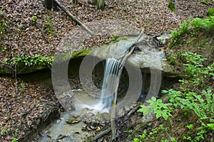 Small waterfall dropping onto rocks