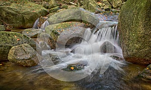 Small stream watterfall in jizerske mountains