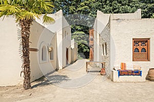 Small street with buildings in Arabian architecture style