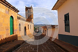 Small street in the colonial village of Barichara, near San Gil