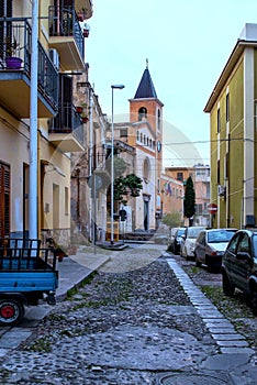 Small street overlooking a church
