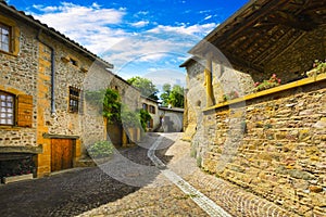Small street of Ternand village in Beaujolais land photo