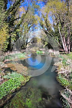 Small stretch of the Volturno river in early spring, Molise region, Italy