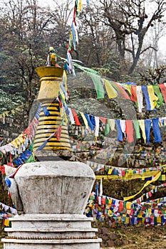 Small stupa with prayer flags