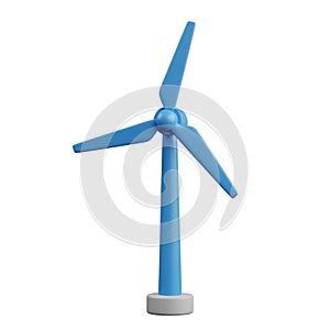 Small Blue Wind Turbine Model with Three Blades on a White Background wind power renewable energy
