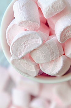 Small sugar candy marshmallow in the cup