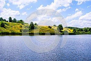 Small summer forest lake