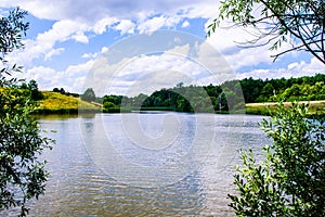 Small summer forest lake