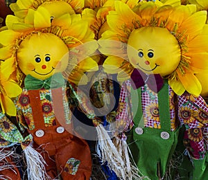 Small sunflower cloth dolls for Autumn Holidays