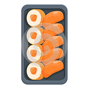 Small sushi box icon cartoon vector. Delivery asian food