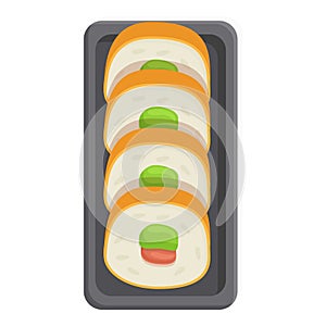 Small sushi box icon cartoon vector. Fast food delivery