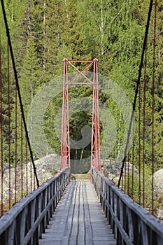 Small Suspension bridge in Jaemtland in Sweden