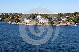 Small Swedish settlements are on coastline of Stockholm archipelago in Baltic sea, Sweden, Scandinavia