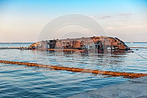 Small tanker DELFI which crashed off the coast of Odessa beach