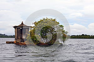Small temple in the midst river delta