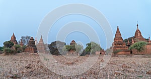 Small temples Bagan Myanmar Sunrise